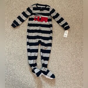 Carter’s Striped Toddler Boy Footie Pajamas with Fire Truck